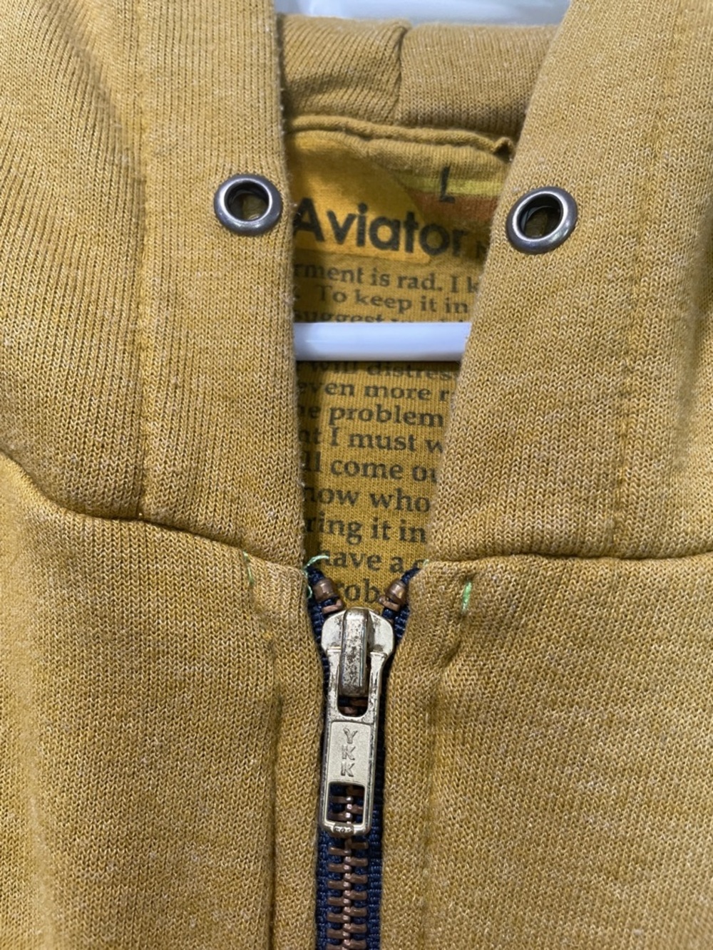 Aviator Nation Mustard Yellow Zip Hoodie with Neon Stripe Accents - Picture 7 of 12